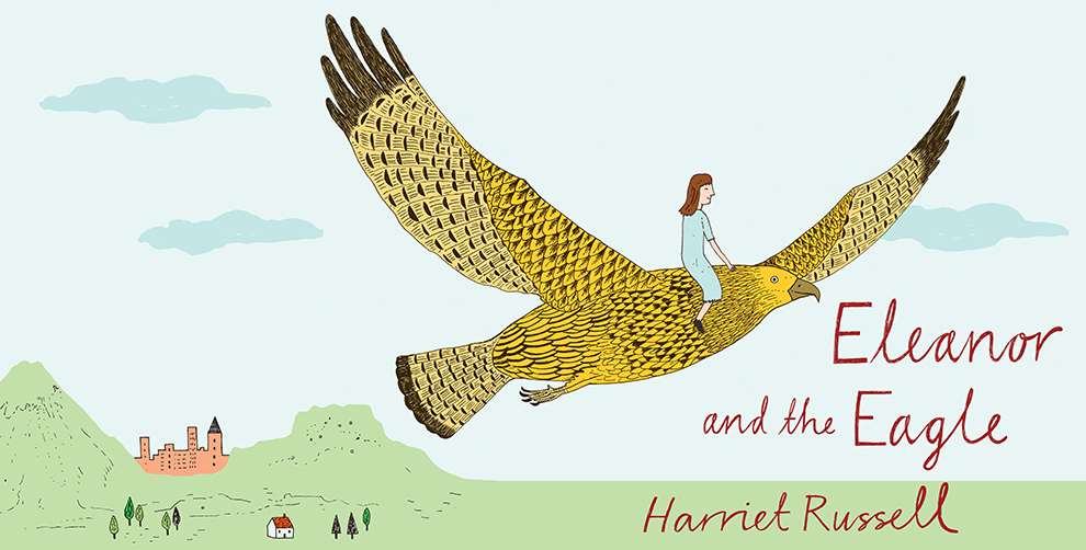 Harriet Russell, line drawn illustration of Eleanor and the eagle
